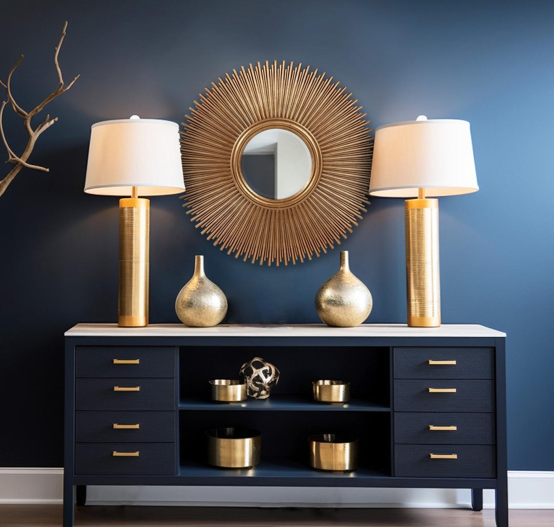 Howard Elliott Midsized Singapore Mirror in Gold Leaf