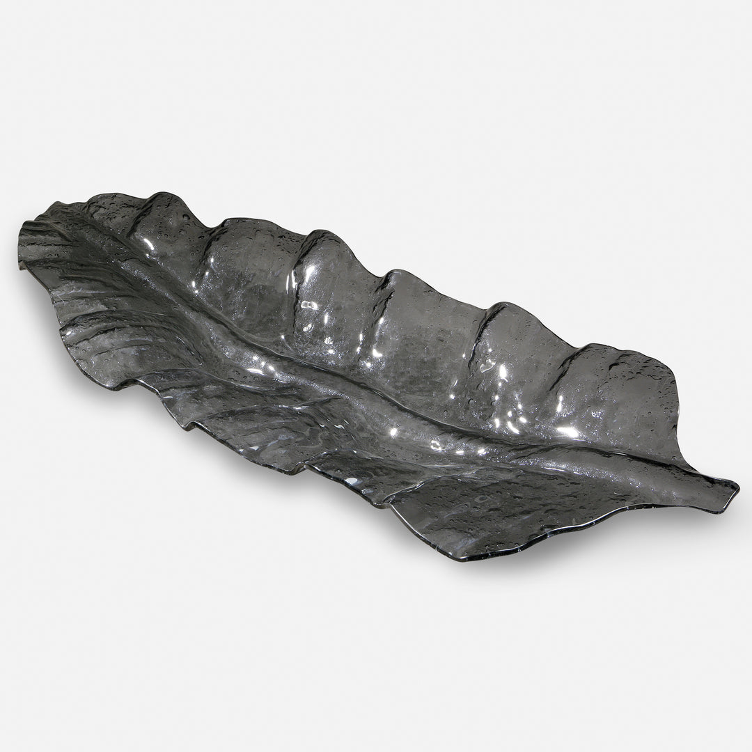 Uttermost Smoked Leaf Decorative Bowls & Trays Trays Uttermost   