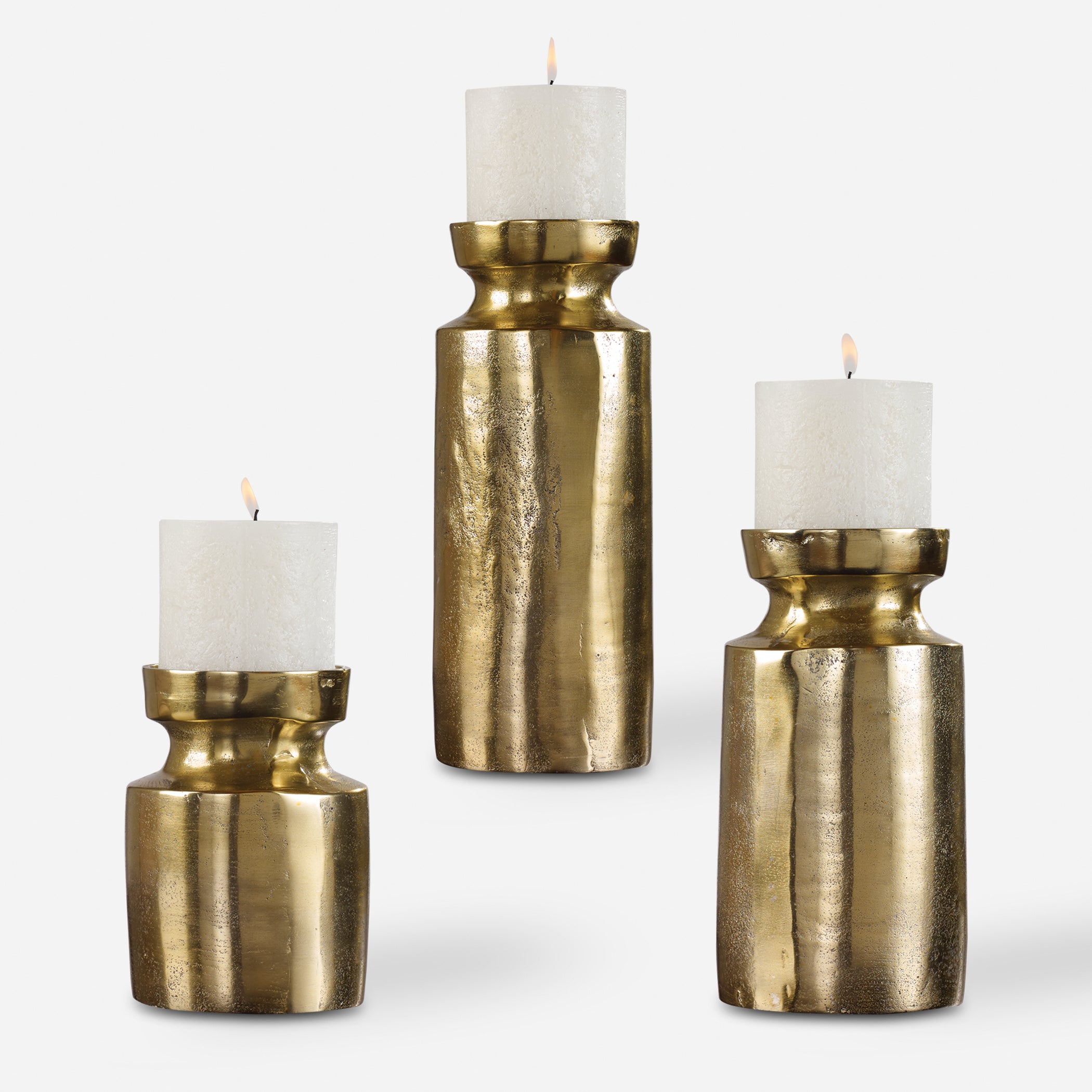 Uttermost Amina Antique Brass Candleholders Set/3 Décor/Home Accent Uttermost   