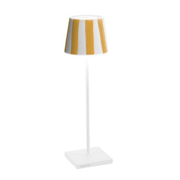 Zafferano America Poldina Lido Table Lamp Lamp Zafferano America White / Yellow Stripes  