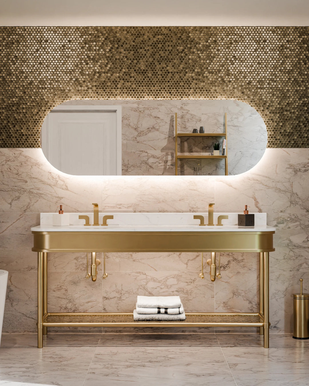 Electric Mirror Aurora 72 x 24 LED lighted mirror over double vanity
