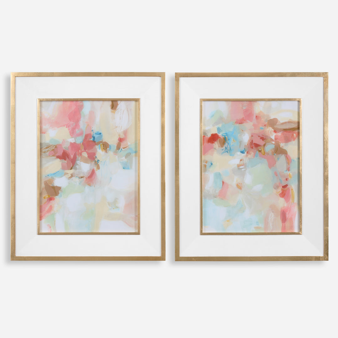 Uttermost A Touch Of Blush And Rosewood Fences Abstract Art