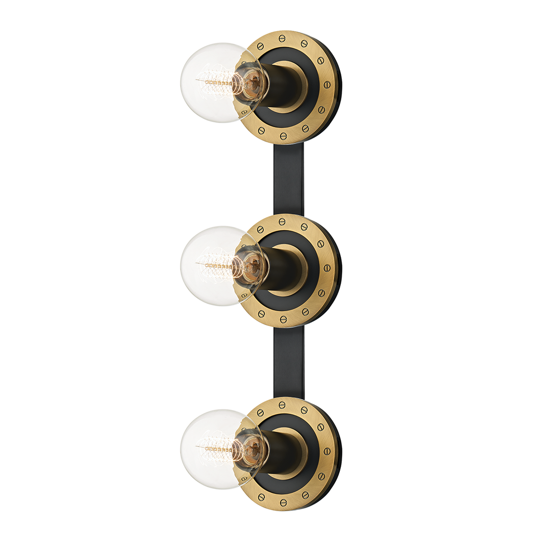 Troy Lighting Teo Bath and Vanity Vanity Lights Troy Lighting PATINA BRASS/SOFT BLACK 21.75x21.75x4.75 