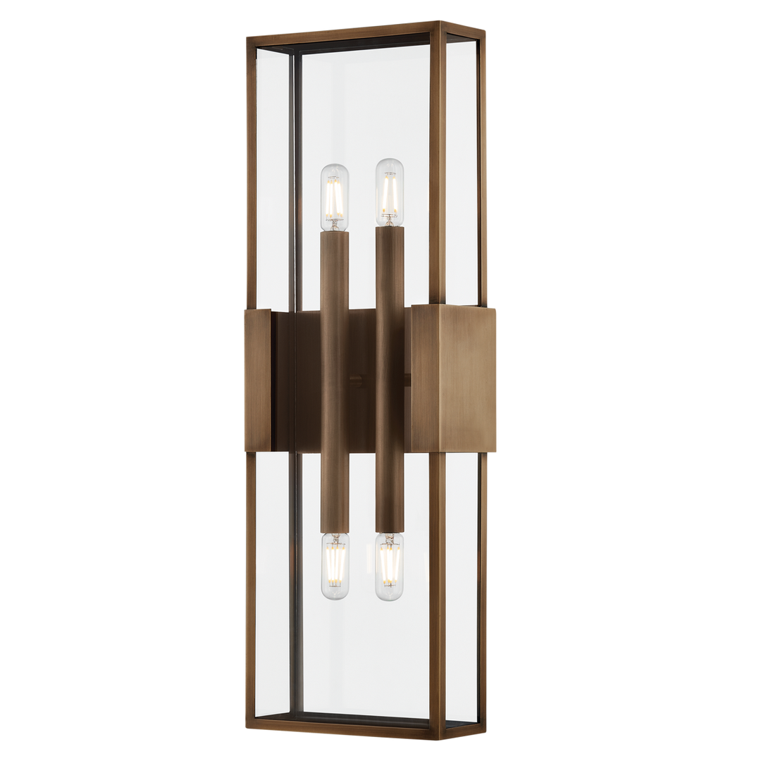 Troy Lighting SANTA CLARA EXTERIOR WALL SCONCE Wall Sconces Troy Lighting PATINA BRASS 8.25x8.25x24 