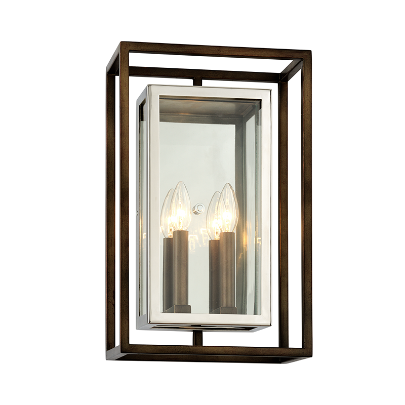 Troy Lighting Morgan Wall Sconce Wall Sconces Troy Lighting BRONZE/STAINLESS STEEL 10.75x10.75x17 