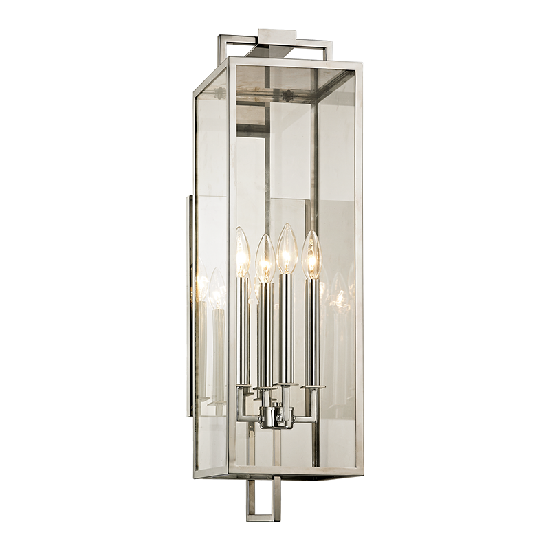 Troy Lighting Beckham Wall Sconce Wall Sconce Troy Lighting POLISHED STAINLESS 8x8x28.5 