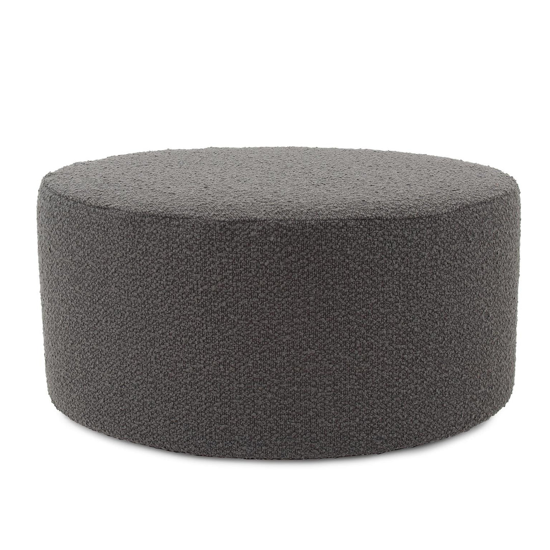 Howard Elliott Collection Universal Round Ottoman Cover Barbet Charcoal