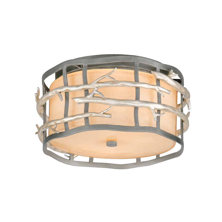 Troy Lighting Adirondack Flush Mount Ceiling Flush Mounts Troy Lighting GRAPHITE AND SILVER LEAF 13x13x7 