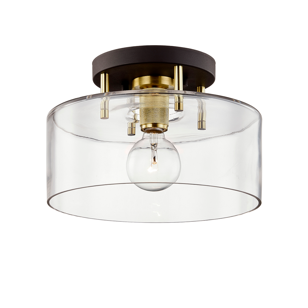 Troy Lighting Bergamot Station Semi Flush Ceiling Semi Flush Mounts Troy Lighting BRONZE/BRUSHED BRASS 12.25x12.25x8 