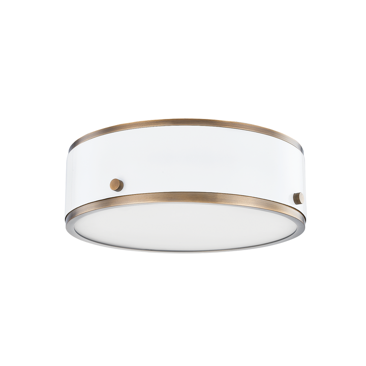 Troy Lighting Eli Flush Mount Ceiling Flush Mounts Troy Lighting PATINA BRASS AND SOFT WHITE 12x12x3.5 