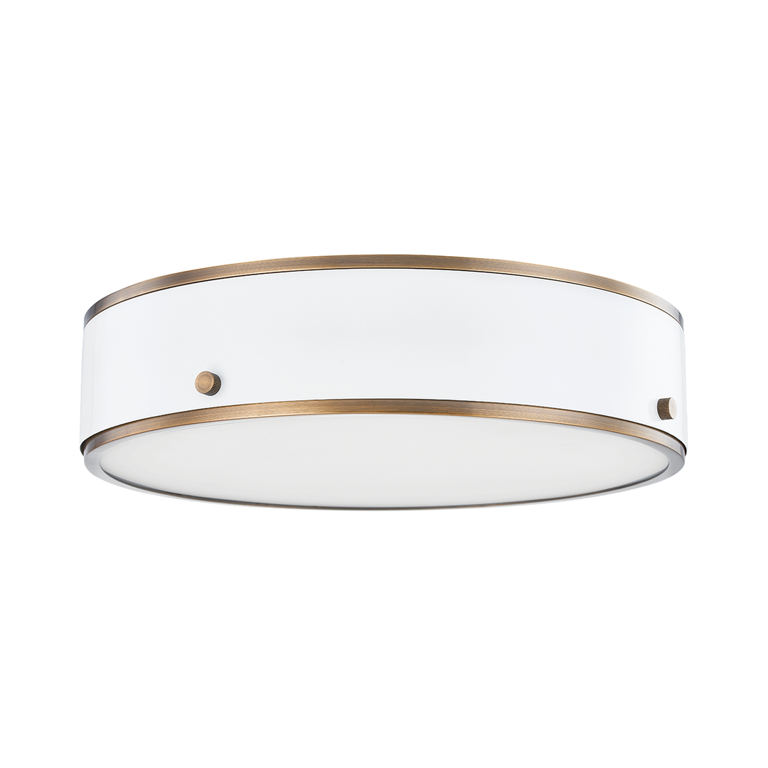 Troy Lighting Eli Flush Mount Ceiling Flush Mounts Troy Lighting PATINA BRASS AND SOFT WHITE 16x16x3.5 