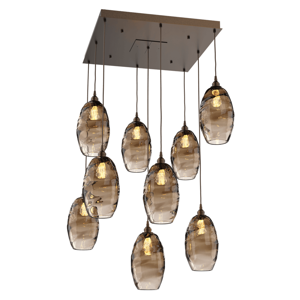 Hammerton Studio Ellisse Square Multi-Pendant-09 Pendants Hammerton Studio Burnished Bronze Bronze Optic Blown Glass 