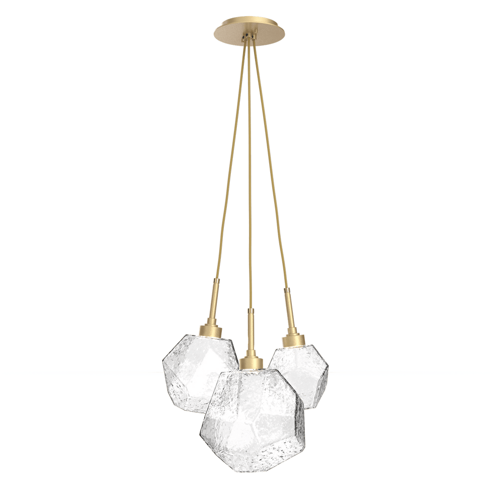 Hammerton Studio 3 Gem Cluster Pendant - QUICK SHIP Pendants Hammerton Studio Gilded Brass Clear Blown Glass LED – 3000K