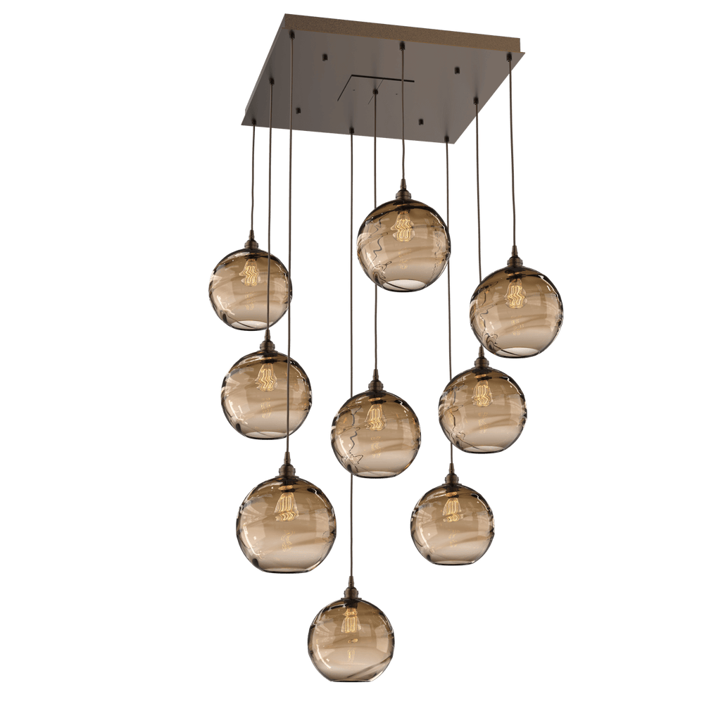 Hammerton Studio Terra Square Multi-Pendant-09 Pendants Hammerton Studio Burnished Bronze Bronze Optic Blown Glass 