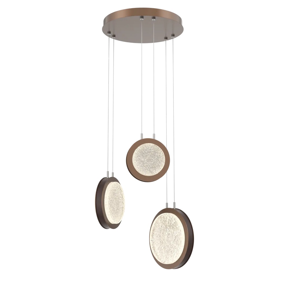 Hammerton Studio Iris Multi-Pendant Chandelier Burnished Bronze / 3-Piece / Cocoa Leather