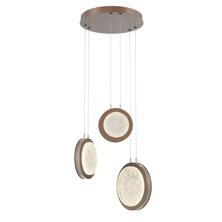 Hammerton Studio Iris Multi-Pendant Chandelier Burnished Bronze / 3-Piece / Light Oak Wood