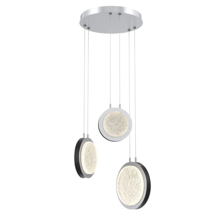 Hammerton Studio Iris Multi-Pendant Chandelier Classic Silver / 3-Piece / Licorice Leather