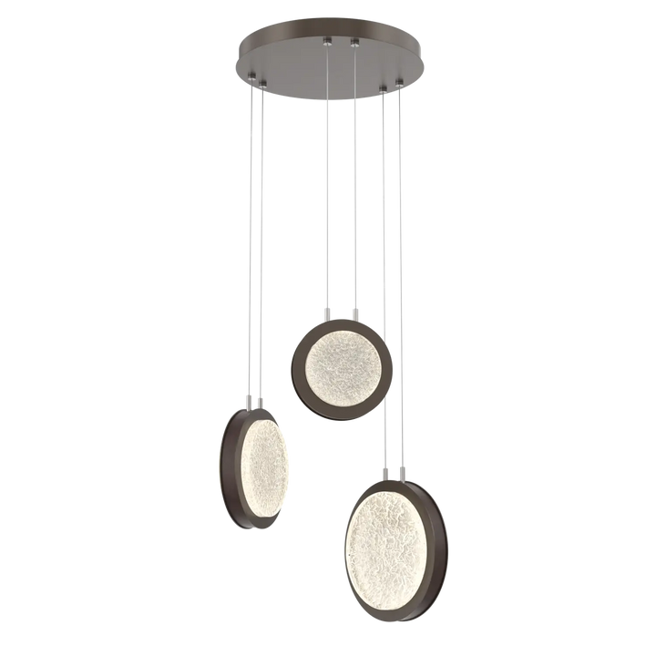 Hammerton Studio Iris Multi-Pendant Chandelier Flat Bronze / 3-Piece / Cocoa Leather