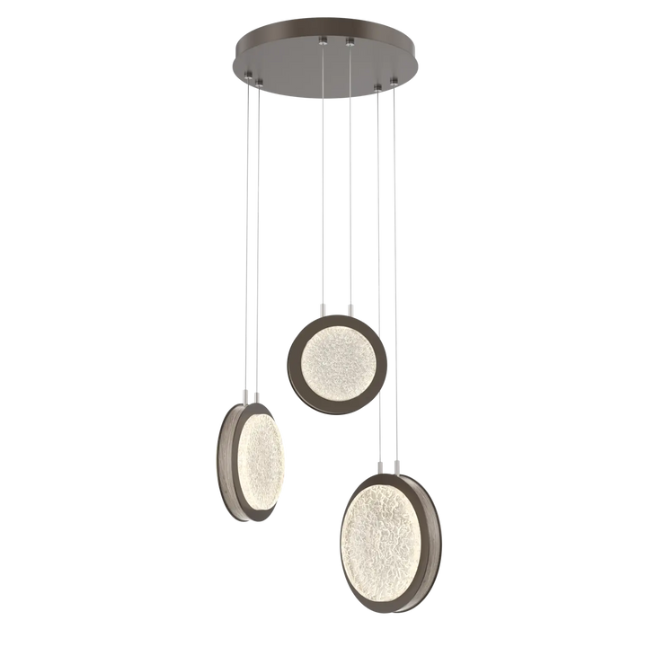 Hammerton Studio Iris Multi-Pendant Chandelier Flat Bronze / 3-Piece / Dark Oak Wood