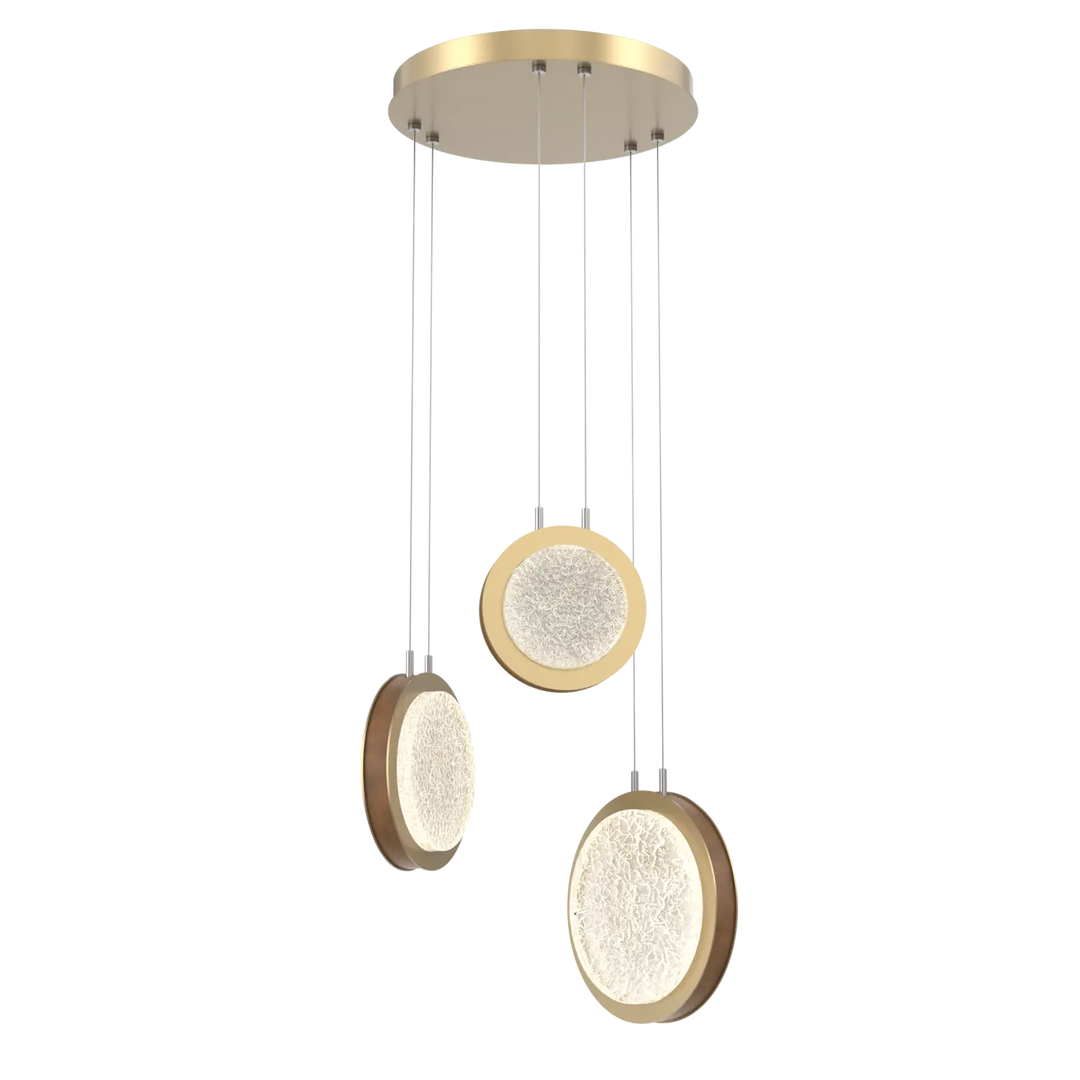 Hammerton Studio Iris Multi-Pendant Chandelier Gilded Brass / 3-Piece / Nutmeg Leather
