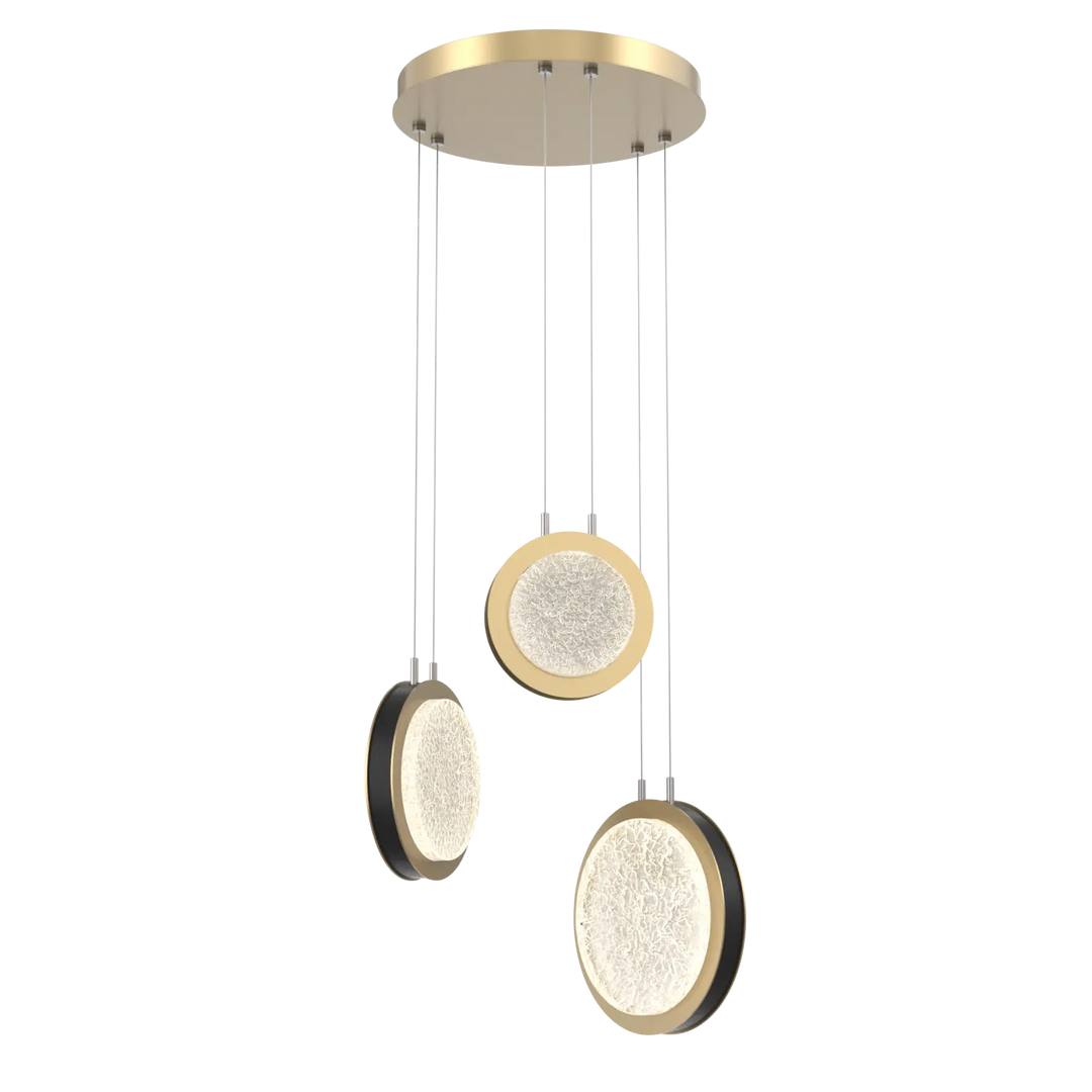 Hammerton Studio Iris Multi-Pendant Chandelier Gilded Brass / 3-Piece / Licorice Leather
