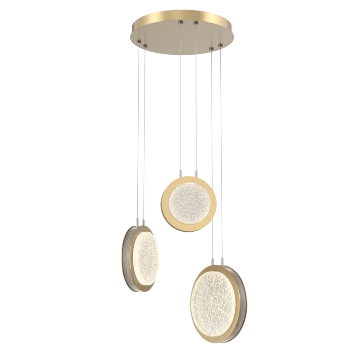 Hammerton Studio Iris Multi-Pendant Chandelier Gilded Brass / 3-Piece / Ash Wood