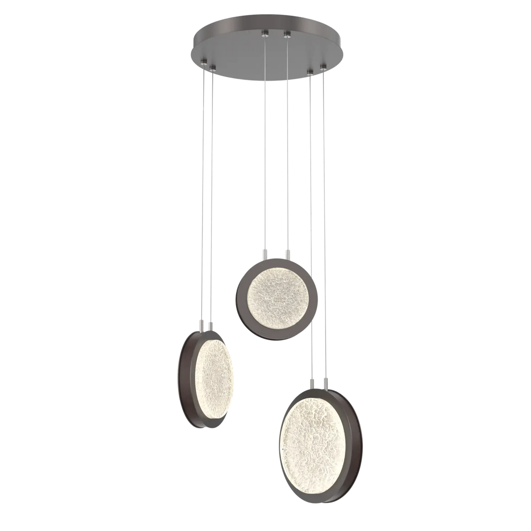 Hammerton Studio Iris Multi-Pendant Chandelier Graphite / 3-Piece / Cocoa Leather