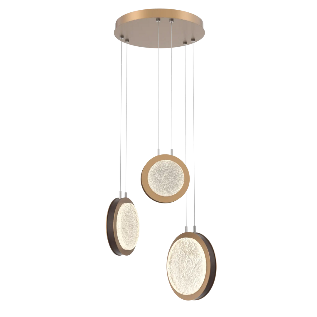 Hammerton Studio Iris Multi-Pendant Chandelier Novel Brass / 3-Piece / Cocoa Leather