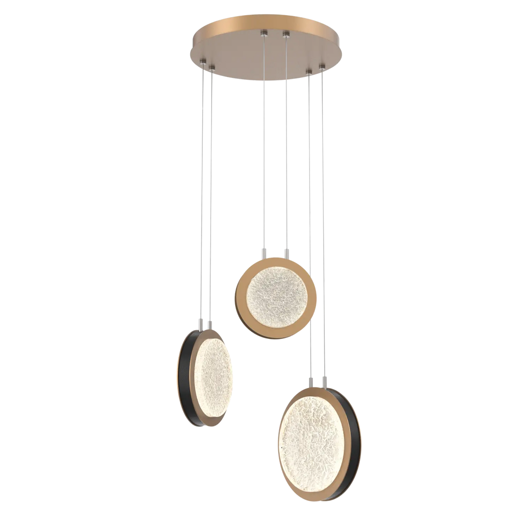Hammerton Studio Iris Multi-Pendant Chandelier Novel Brass / 3-Piece / Licorice Leather