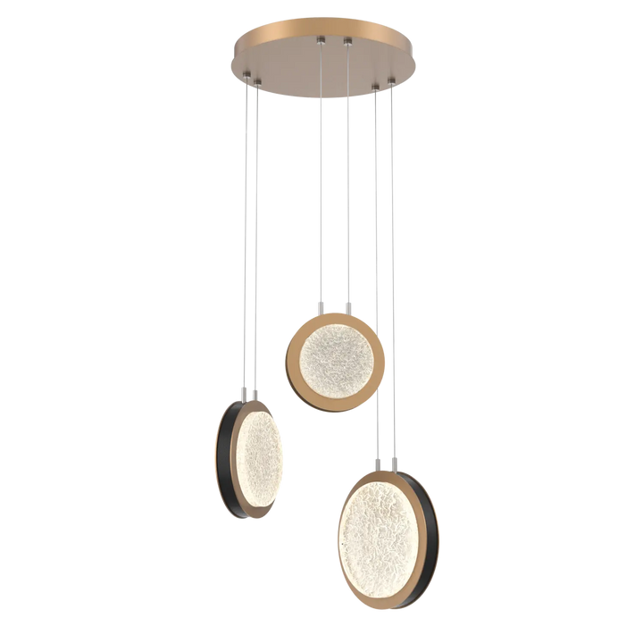 Hammerton Studio Iris Multi-Pendant Chandelier Novel Brass / 3-Piece / Licorice Leather
