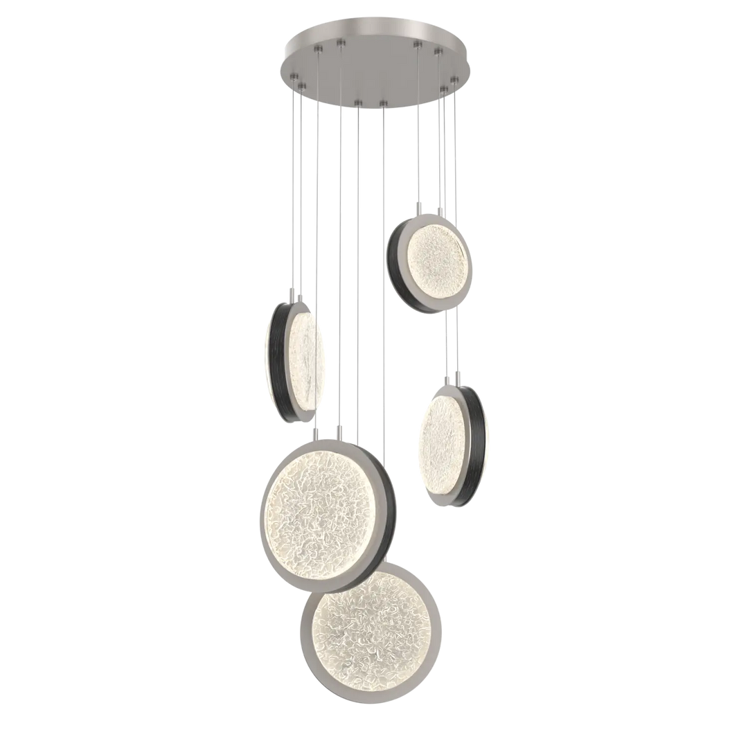 Hammerton Studio Iris Multi-Pendant Chandelier Beige Silver / 5-Piece / Dark Oak Wood
