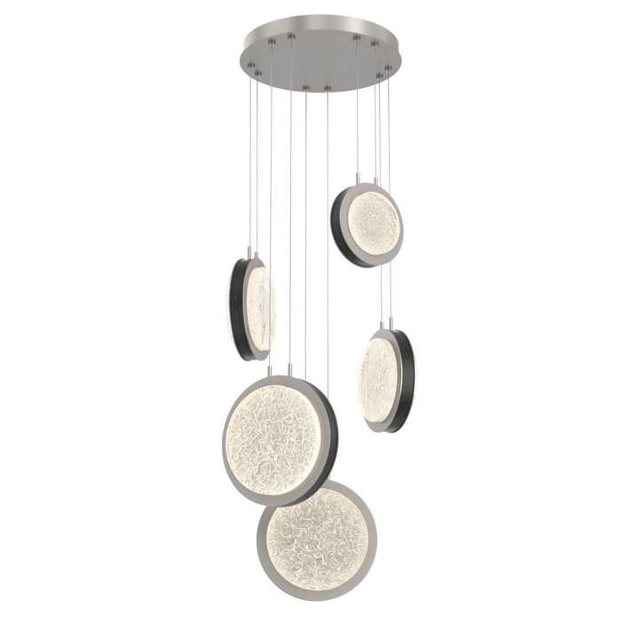 Hammerton Studio Iris Multi-Pendant Chandelier Beige Silver / 5-Piece / Dark Oak Wood