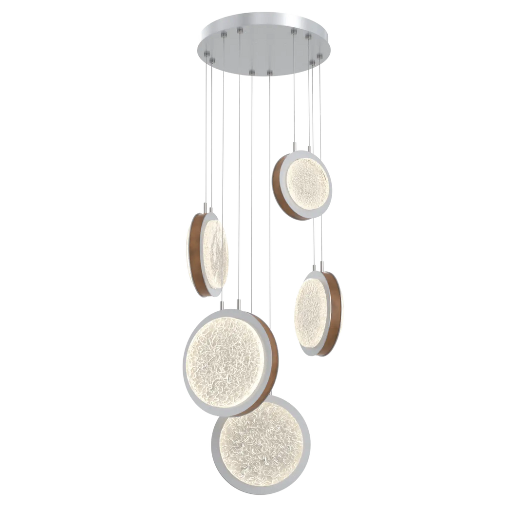 Hammerton Studio Iris Multi-Pendant Chandelier Classic Silver / 5-Piece / Nutmeg Leather
