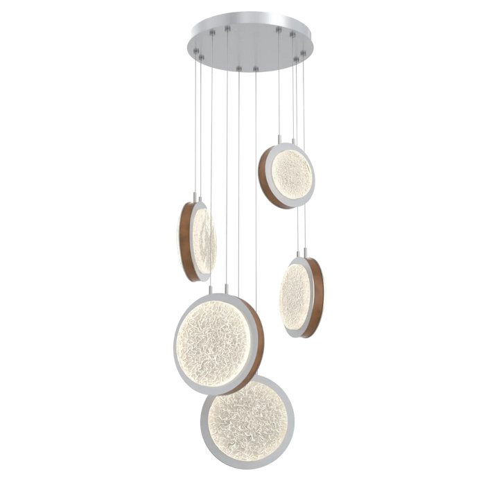 Hammerton Studio Iris Multi-Pendant Chandelier Classic Silver / 5-Piece / Nutmeg Leather