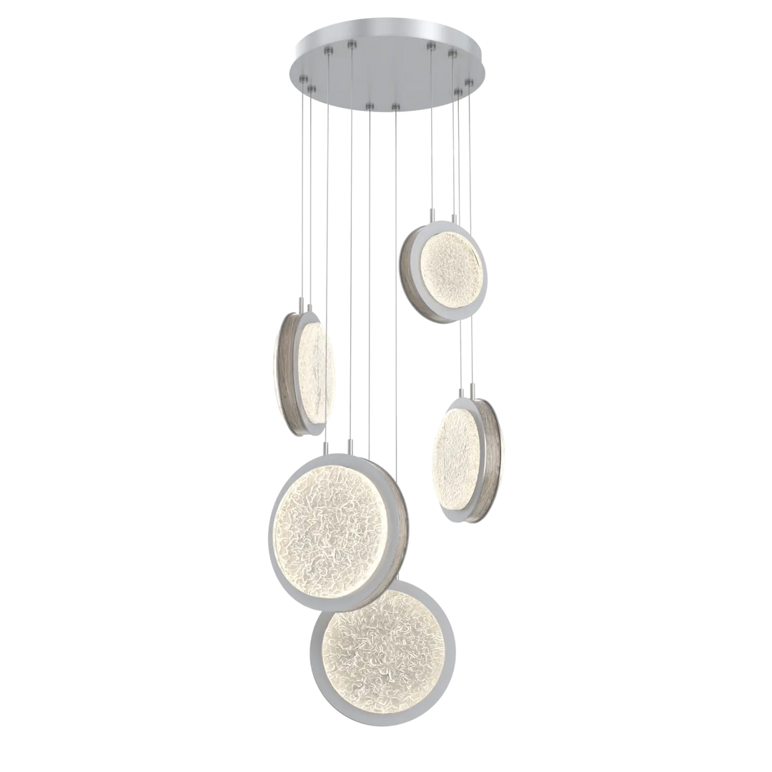 Hammerton Studio Iris Multi-Pendant Chandelier Classic Silver / 5-Piece / Ash Wood