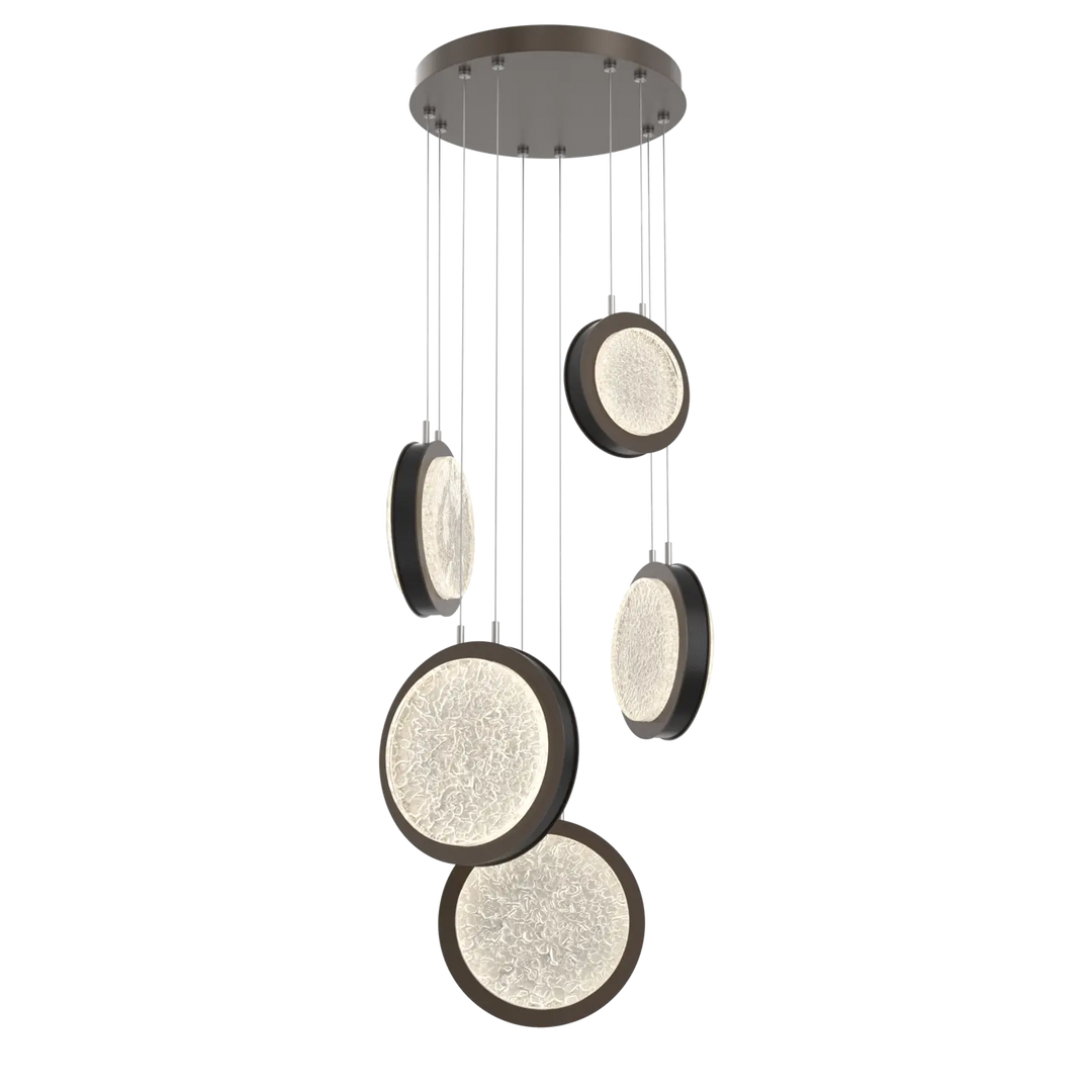 Hammerton Studio Iris Multi-Pendant Chandelier Flat Bronze / 5-Piece / Licorice Leather