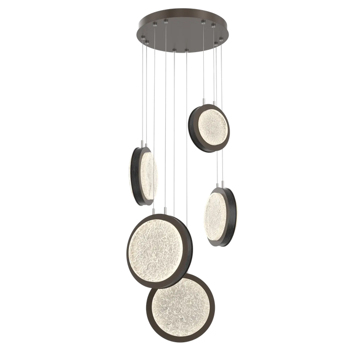 Hammerton Studio Iris Multi-Pendant Chandelier Flat Bronze / 5-Piece / Dark Oak Wood
