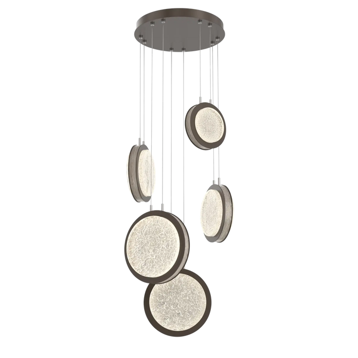 Hammerton Studio Iris Multi-Pendant Chandelier Flat Bronze / 5-Piece / Ash Wood