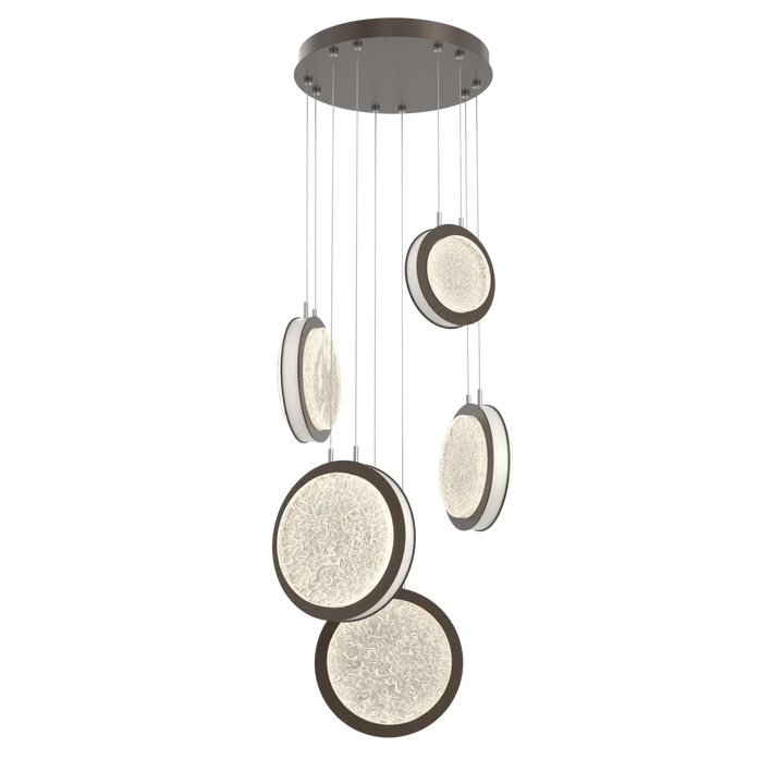 Hammerton Studio Iris Multi-Pendant Chandelier Flat Bronze / 5-Piece / Salt White