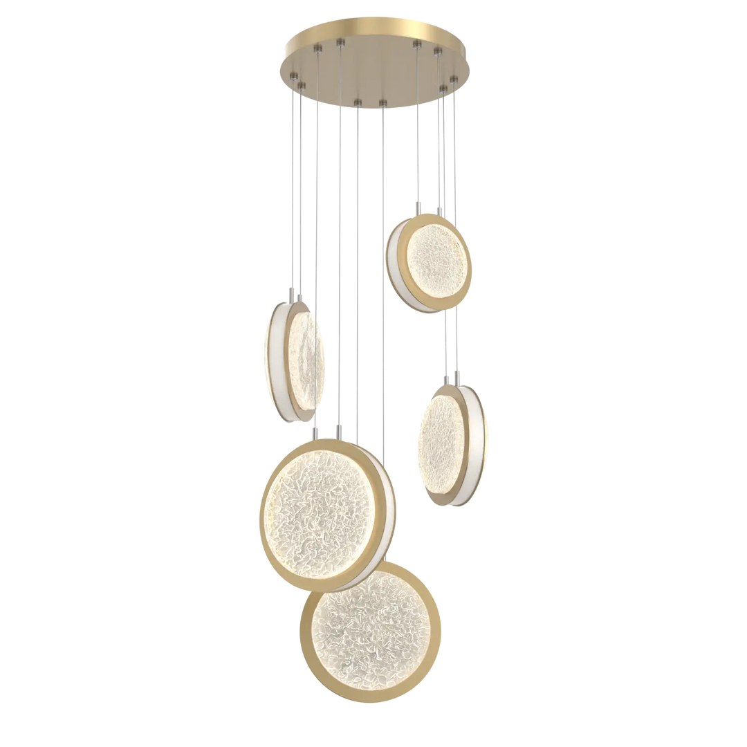 Hammerton Studio Iris Multi-Pendant Chandelier Gilded Brass / 5-Piece / Salt White