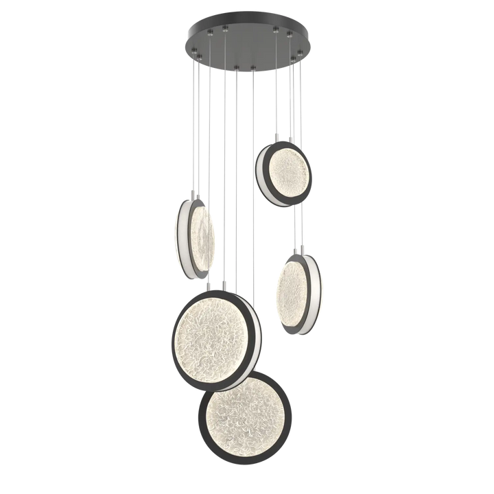 Hammerton Studio Iris Multi-Pendant Chandelier Matte Black / 5-Piece / Salt White