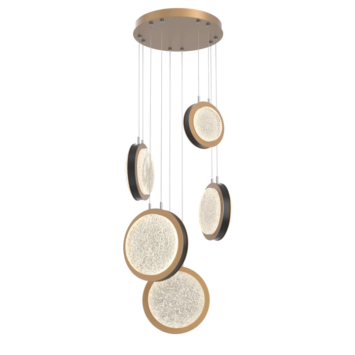 Hammerton Studio Iris Multi-Pendant Chandelier Novel Brass / 5-Piece / Matte Black