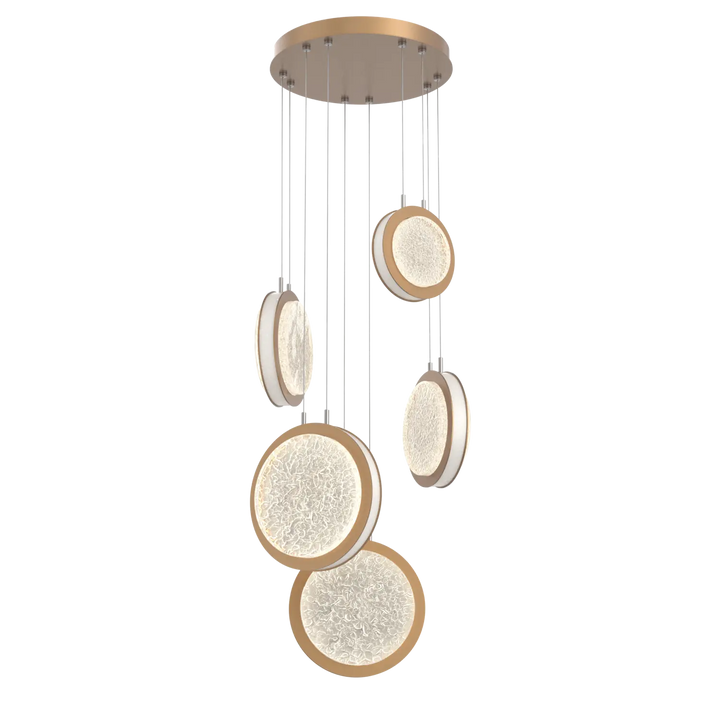 Hammerton Studio Iris Multi-Pendant Chandelier Novel Brass / 5-Piece / Salt White