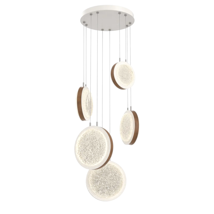 Hammerton Studio Iris Multi-Pendant Chandelier Salt White / 5-Piece / Nutmeg Leather