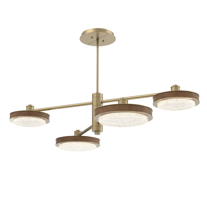 Hammerton Studio Iris Mobile Chandelier Gilded Brass / 4-Piece / Nutmeg Leather
