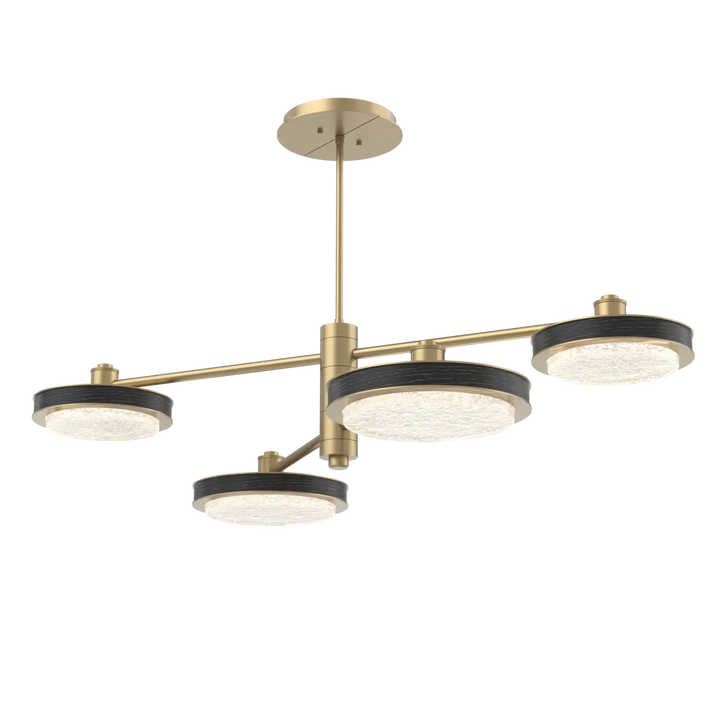 Hammerton Studio Iris Mobile Chandelier Gilded Brass / 4-Piece / Dark Oak Wood