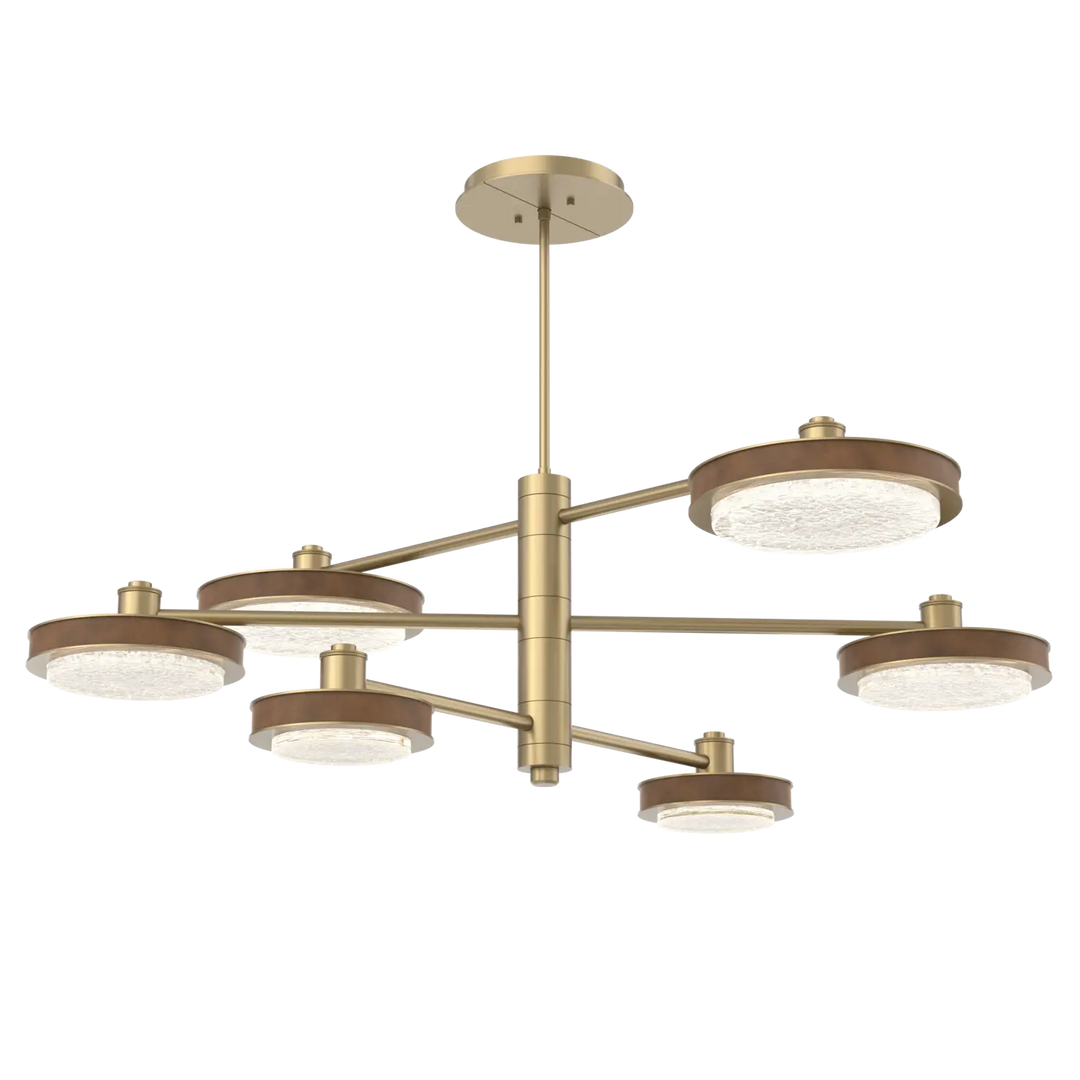 Hammerton Studio Iris Mobile Chandelier Gilded Brass / 6-Piece / Nutmeg Leather