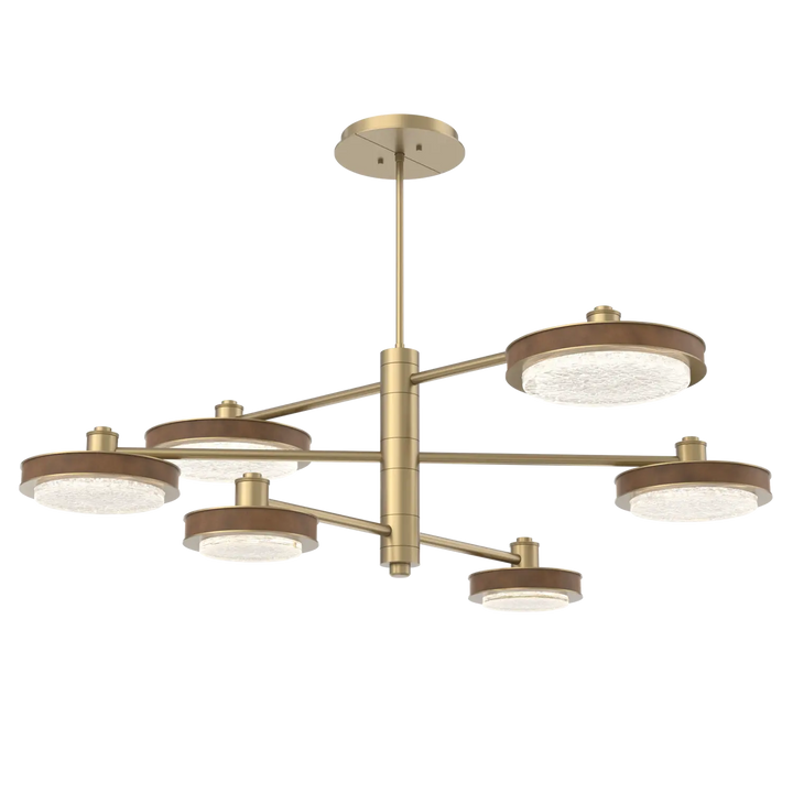 Hammerton Studio Iris Mobile Chandelier Gilded Brass / 6-Piece / Nutmeg Leather