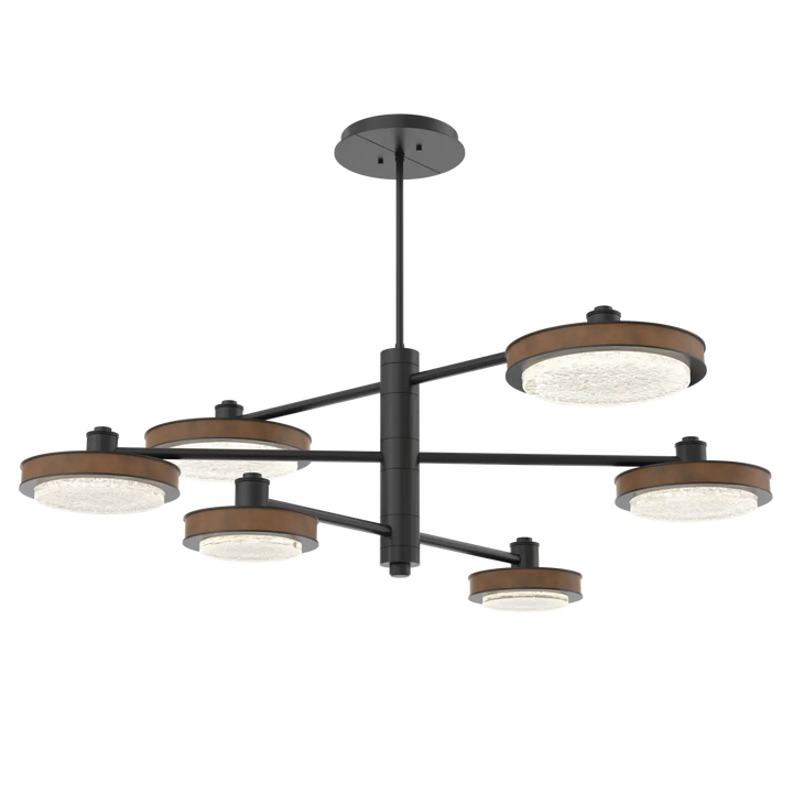 Hammerton Studio Iris Mobile Chandelier Matte Black / 6-Piece / Nutmeg Leather