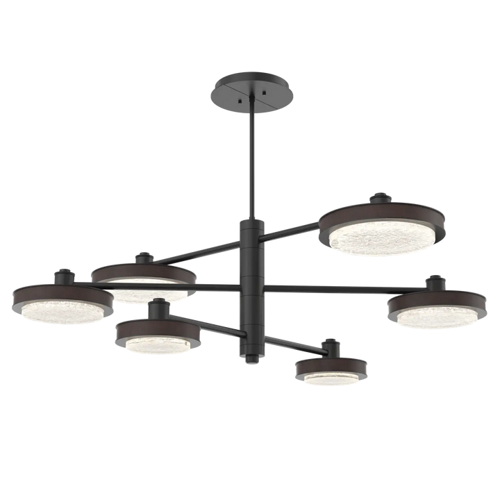 Hammerton Studio Iris Mobile Chandelier Matte Black / 6-Piece / Cocoa Leather
